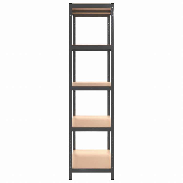 vidaXL 5段シェルフ 3点 アントラシート スチール&エンジニアリングウッドビジネス&工業用 工業用収納 業務用収納棚(代引不可)