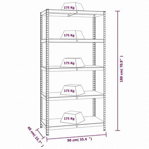 vidaXL 5段シェルフ 3点 アントラシート スチール&エンジニアリングウッドビジネス&工業用 工業用収納 業務用収納棚(代引不可)