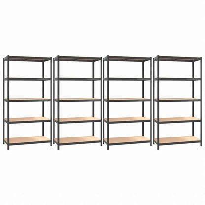 vidaXL 5段シェルフ 4点 アントラシート スチール&エンジニアリングウッドビジネス&工業用 工業用収納 業務用収納棚(代引不可)