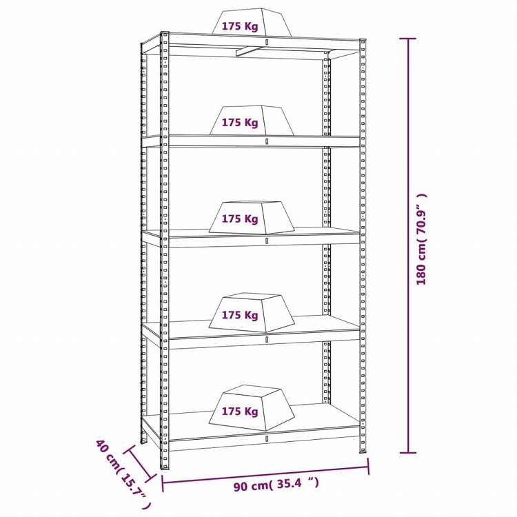 vidaXL 5段シェルフ 4点 アントラシート スチール&エンジニアリングウッドビジネス&工業用 工業用収納 業務用収納棚(代引不可)