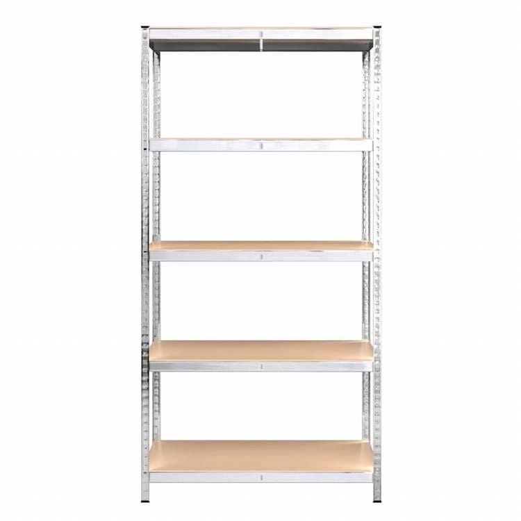 vidaXL 頑丈な5段シェルフ 2点 シルバースチール&エンジニアリングウッドビジネス&工業用 工業用収納 業務用収納棚(代引不可)