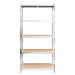 vidaXL 頑丈な5段シェルフ 2点 シルバースチール&エンジニアリングウッドビジネス&工業用 工業用収納 業務用収納棚(代引不可)