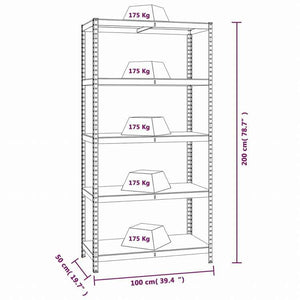 vidaXL 5段シェルフ 3点 アントラシート スチール&エンジニアリングウッドビジネス&工業用 工業用収納 業務用収納棚(代引不可)