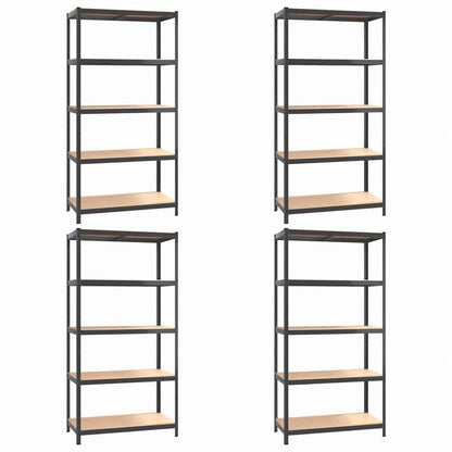 vidaXL 5段シェルフ 4点 アントラシート スチール&エンジニアリングウッドビジネス&工業用 工業用収納 業務用収納棚(代引不可)