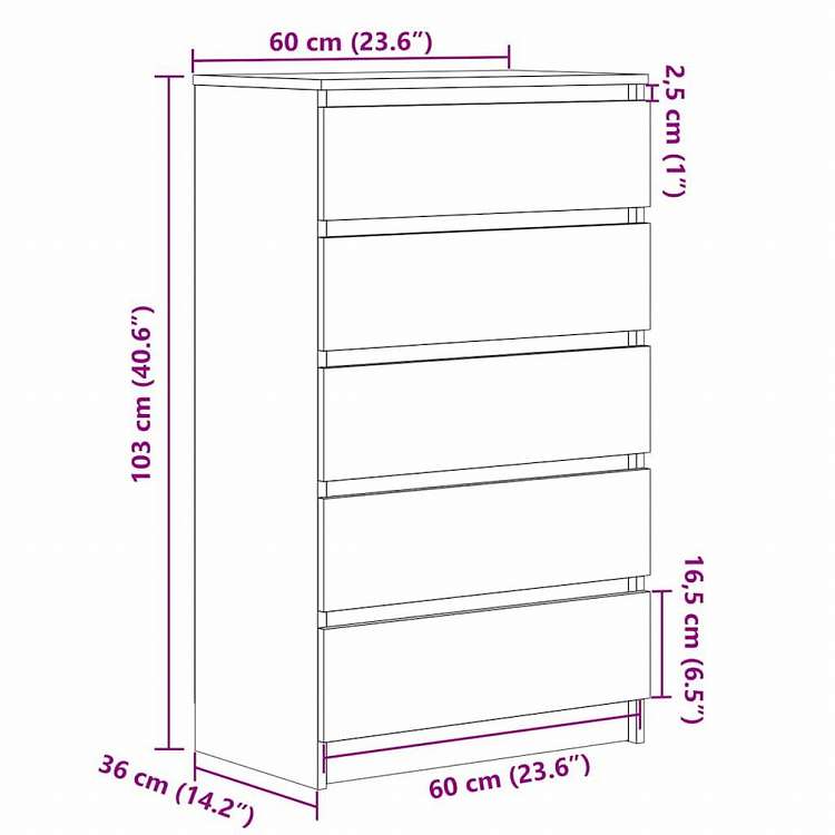 vidaXL 引き出しキャビネット ホワイト 60x36x103cm エンジニアリングウッド家具 キャビネット&収納 サイドボード(代引不可)