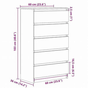 vidaXL 引き出しキャビネット ブラック 60x36x103cm エンジニアリングウッド家具 キャビネット&収納 サイドボード(代引不可)