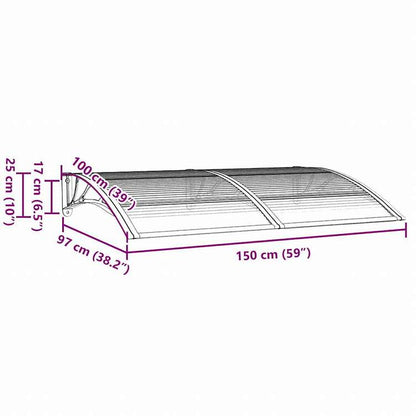 vidaXL ドアキャノピー グレー 150x100 cm ポリカーボネート製ホーム&ガーデン 芝&ガーデン アウトドアリビング 窓・ドア用日除け/オーニング(代引不可)