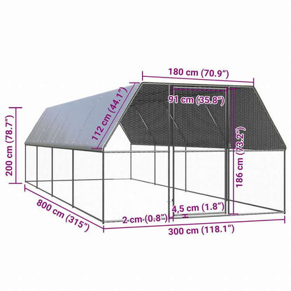 vidaXL 屋外鶏小屋 3x8x2m 亜鉛メッキ鋼製Animals & Pet Supplies ペット用品 小動物用品 小動物 飼育・ケージ(代引不可)