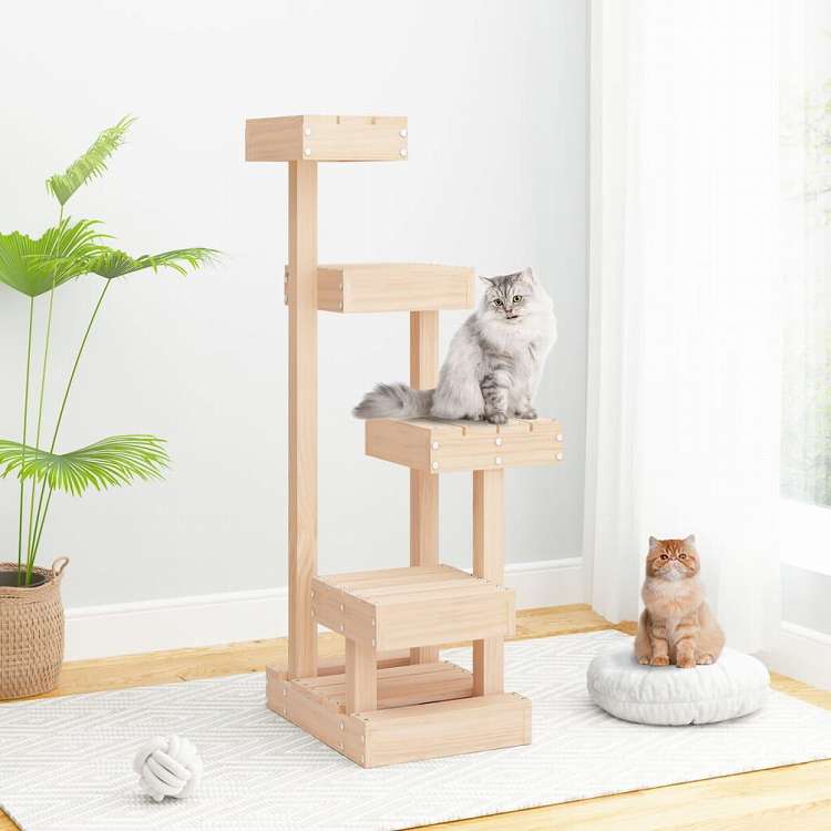 vidaXL キャットツリー 45.5x49x103 cm パイン無垢材動物&ペット用品 ペット用品 猫用品 猫用家具(代引不可)