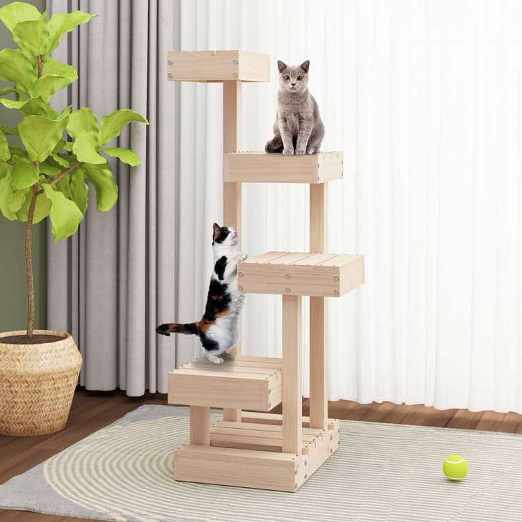 vidaXL キャットツリー 45.5x49x103 cm パイン無垢材動物&ペット用品 ペット用品 猫用品 猫用家具(代引不可)