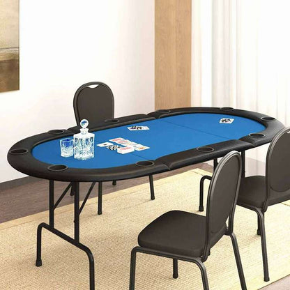 vidaXL 10人用 折りたたみ式ポーカーテーブル ブルー 207x106x76 cm家具 テーブル ポーカー・ゲーム用テーブル(代引不可)