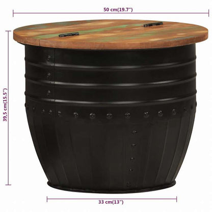 vidaXL コーヒーテーブル ブラック 50x39.5 cm 再生無垢材家具 テーブル アクセントテーブル コーヒーテーブル(代引不可)