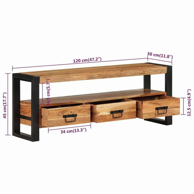 vidaXL テレビキャビネット 120x30x45 cm アカシア無垢材家具 AVラック・テレビ台(代引不可)