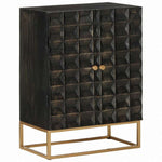 vidaXL サイドボード ブラック 55x34x75 cm マンゴー無垢材&鉄製家具 キャビネット&収納(代引不可)