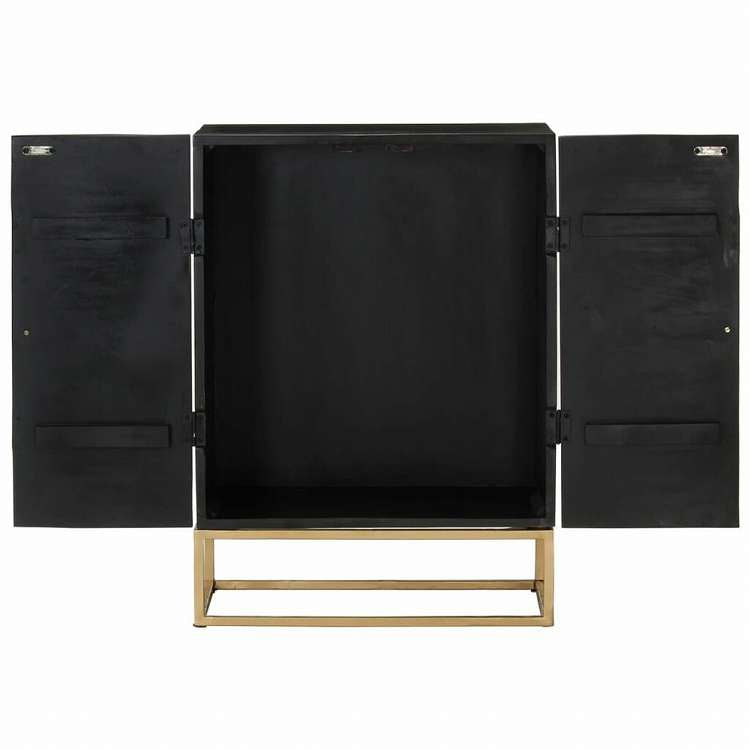 vidaXL サイドボード ブラック 55x34x75 cm マンゴー無垢材&鉄製家具 キャビネット&収納(代引不可)