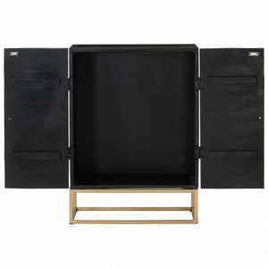 vidaXL サイドボード ブラック 55x34x75 cm マンゴー無垢材&鉄製家具 キャビネット&収納(代引不可)