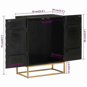 vidaXL サイドボード ブラック 55x34x75 cm マンゴー無垢材&鉄製家具 キャビネット&収納(代引不可)