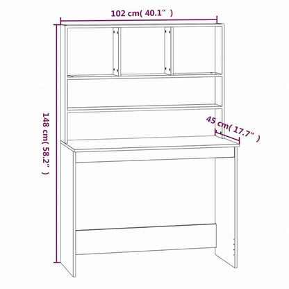 vidaXL 棚付きデスク ホワイト 102x45x148cm エンジニアリングウッド家具 オフィス家具 デスク(代引不可)