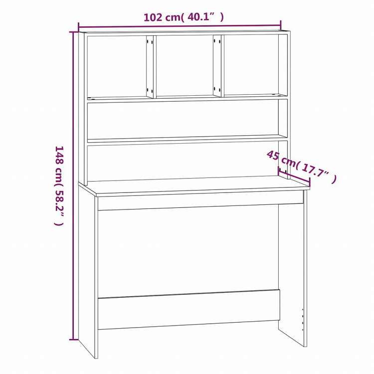 vidaXL 棚付きデスク ホワイト 102x45x148cm エンジニアリングウッド家具 オフィス家具 デスク(代引不可)