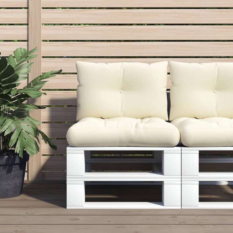 vidaXL パレットソファクッション 2点 クリーム ファブリックホーム&ガーデン デコレーション チェア・ソファクッション(代引不可)