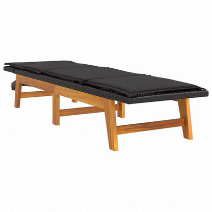 vidaXL サンラウンジャー テーブル付 ポリラタン&アカシア無垢材家具 アウトドア家具 屋外椅子 サンラウンジャー(代引不可)