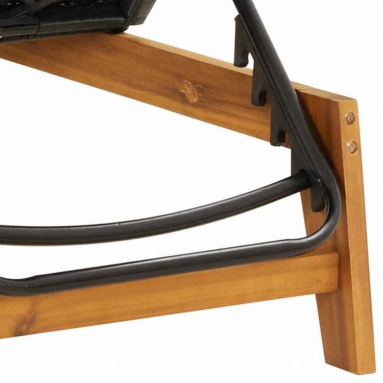 vidaXL サンラウンジャー クッション付き 2点 ポリラタン&アカシア無垢材家具 アウトドア家具 屋外椅子 サンラウンジャー(代引不可)