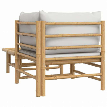 vidaXL ガーデンラウンジ2点セット ライトグレークッション付き 竹製家具 アウトドア家具 屋外椅子 屋外用組み合わせソファセット(代引不可)