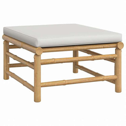 vidaXL ガーデンフットスツール ライトグレークッション付き 竹製家具 アウトドア家具 屋外椅子 屋外用組み合わせソファセット(代引不可)