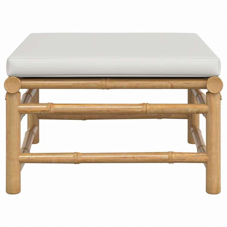 vidaXL ガーデンフットスツール ライトグレークッション付き 竹製家具 アウトドア家具 屋外椅子 屋外用組み合わせソファセット(代引不可)