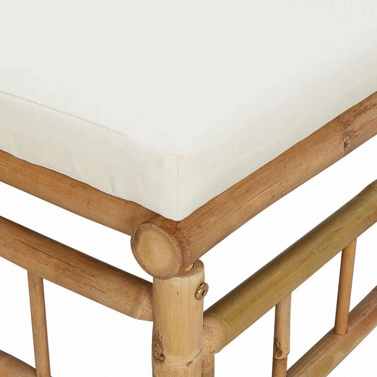 vidaXL ガーデンラウンジ3点セット クリームホワイトクッション付き 竹製家具 アウトドア家具 屋外椅子 屋外用組み合わせソファセット(代引不可)