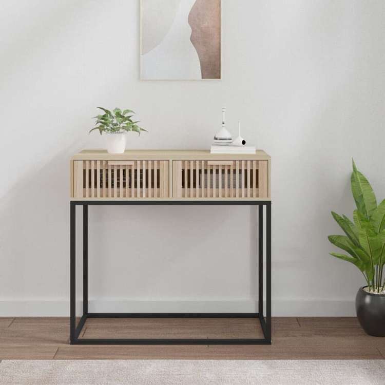 vidaXL コンソールテーブル 80x30x75 cm エンジニアリングウッド&鉄家具 テーブル アクセントテーブル エンドテーブル(代引不可)
