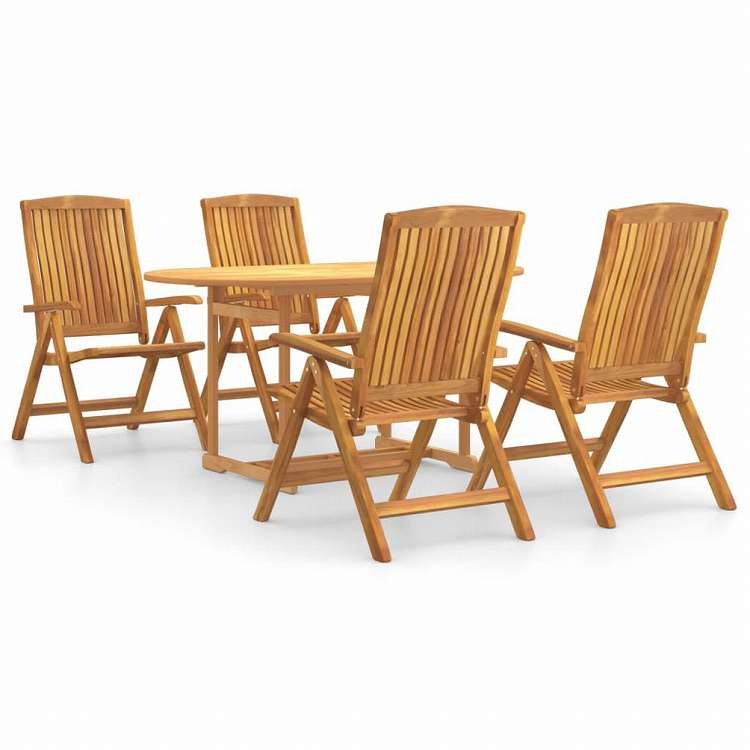 vidaXL ガーデンダイニング5点セット チーク無垢材家具 アウトドア家具 屋外家具セット(代引不可)