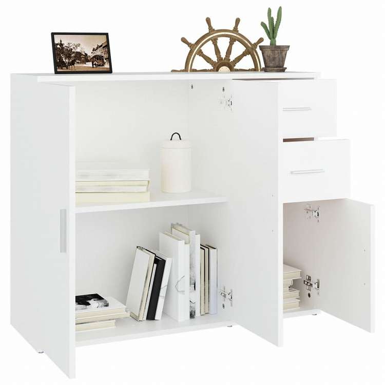 vidaXL サイドボード ホワイト 91x29.5x75cm エンジニアリングウッド家具 キャビネット&収納 サイドボード(代引不可)