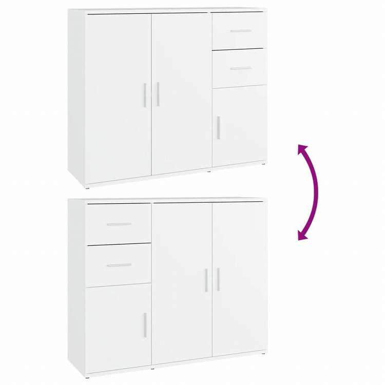 vidaXL サイドボード ホワイト 91x29.5x75cm エンジニアリングウッド家具 キャビネット&収納 サイドボード(代引不可)