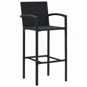 vidaXL バースツール 2点 ポリラタン製 ブラック家具 チェア テーブル・バースツール(代引不可)