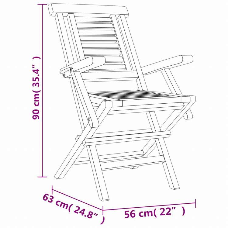 vidaXL 折りたたみガーデンチェア 4点 56x63x90 cm チーク無垢材家具 アウトドア家具 屋外椅子 アウトドアベンチチェア(代引不可)