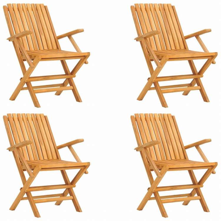 vidaXL 折りたたみガーデンチェア 4点 61x67x90 cm チーク無垢材家具 アウトドア家具 屋外椅子 アウトドアベンチチェア(代引不可)