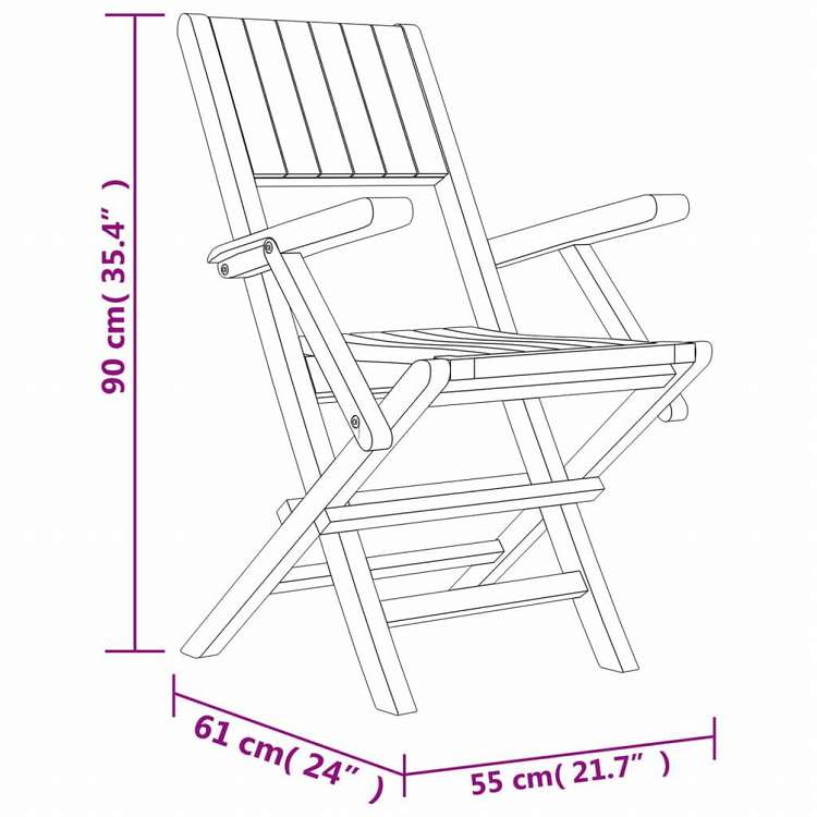 vidaXL 折りたたみガーデンチェア 4点 55x61x90 cm チーク無垢材家具 アウトドア家具 屋外椅子 アウトドアベンチチェア(代引不可)