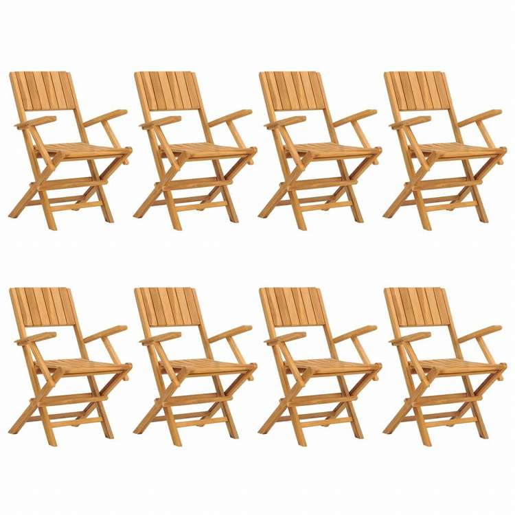 vidaXL 折りたたみガーデンチェア 8点 55x61x90 cm チーク無垢材家具 アウトドア家具 屋外椅子 アウトドアベンチチェア(代引不可)