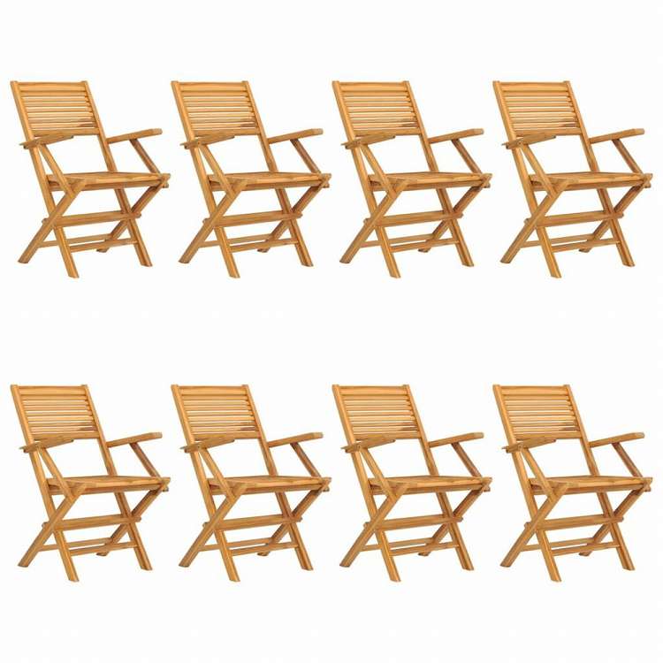 vidaXL 折りたたみガーデンチェア 8点 55x62x90 cm チーク無垢材家具 アウトドア家具 屋外椅子 アウトドアベンチチェア(代引不可)