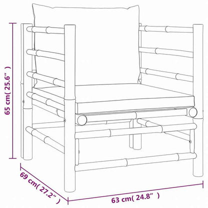 vidaXL ガーデンラウンジ12点セット ライトグレークッション付き 竹製家具 アウトドア家具 屋外家具セット(代引不可)
