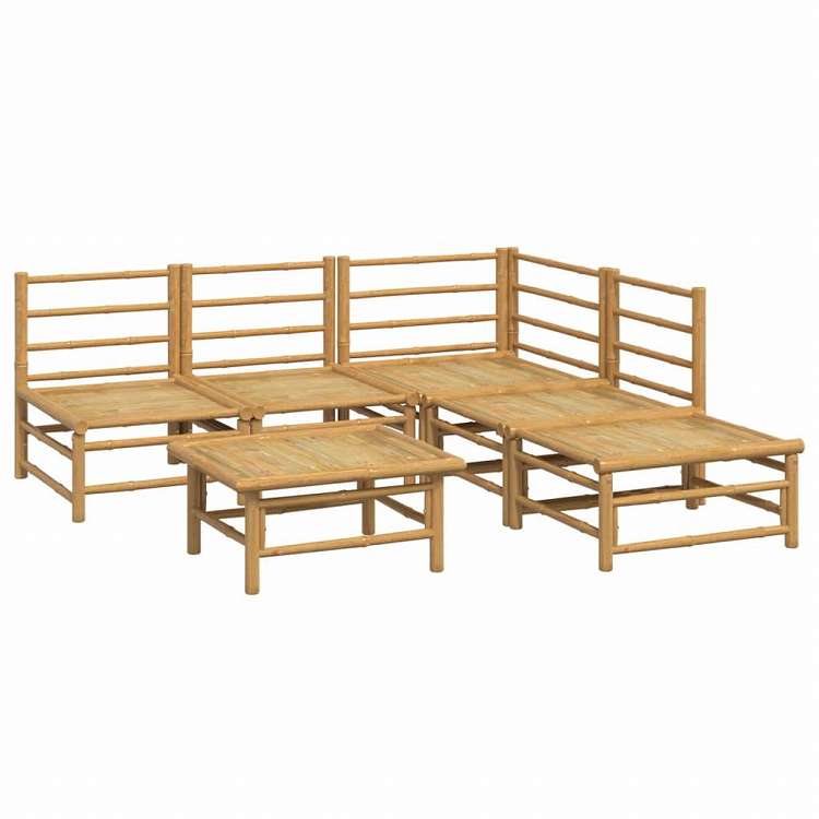 vidaXL ガーデンラウンジ6点セット クッション付き 竹製 ライトグレー家具 アウトドア家具 屋外家具セット(代引不可)