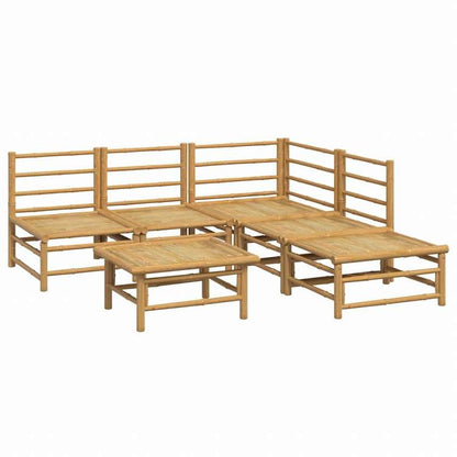 vidaXL ガーデンラウンジ6点セット クッション付き 竹製 ライトグレー家具 アウトドア家具 屋外家具セット(代引不可)