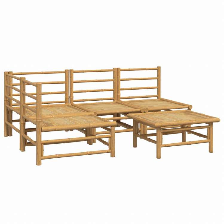 vidaXL ガーデンラウンジ5点セット ライトグレークッション付き 竹製家具 アウトドア家具 屋外家具セット(代引不可)