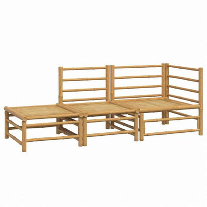 vidaXL ガーデンラウンジ3点セット ライトグレークッション付き 竹製家具 アウトドア家具 屋外家具セット(代引不可)