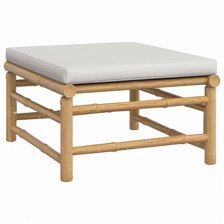 vidaXL ガーデンラウンジ3点セット ライトグレークッション付き 竹製家具 アウトドア家具 屋外家具セット(代引不可)