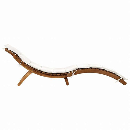 vidaXL サンラウンジャー クッション付 2点セット クリームホワイト アカシア無垢材家具 アウトドア家具 屋外椅子 サンラウンジャー(代引不可)