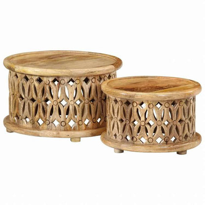 vidaXL コーヒーテーブル2点セット マンゴー無垢材家具 テーブル アクセントテーブル コーヒーテーブル(代引不可)