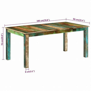 vidaXL ダイニングテーブル 180x90x76 cm 無垢の再生材家具 テーブル キッチン・ダイニングルームテーブル(代引不可)