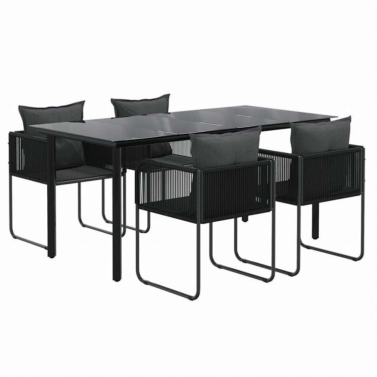 vidaXL ガーデンダイニング5点セット ブラック家具 アウトドア家具 屋外家具セット(代引不可)